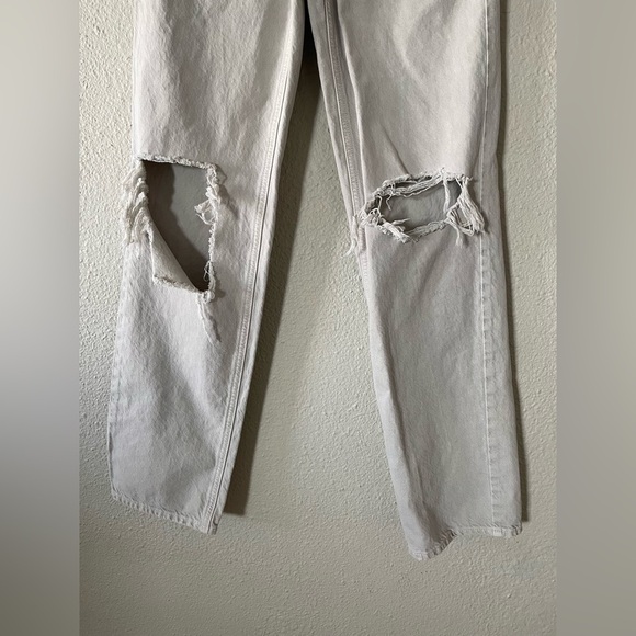 Pacsun 90s Boyfriend Jeans Women’s Size 24 Light Cream High Waist Grunge Ripped - Picture 8 of 16